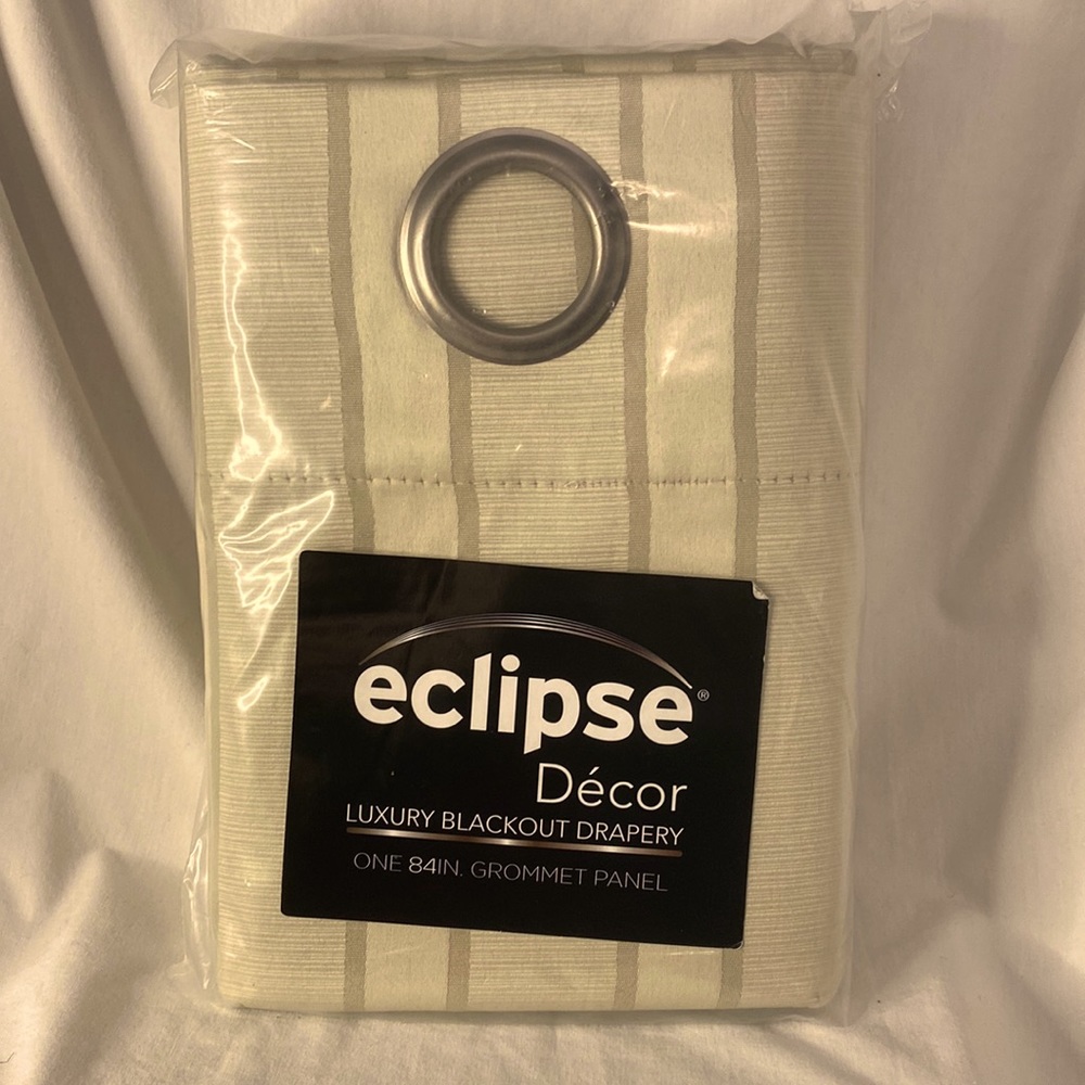 Eclipse Karla  Striped Blackout Grommet Curtain~54”x84”~taupe